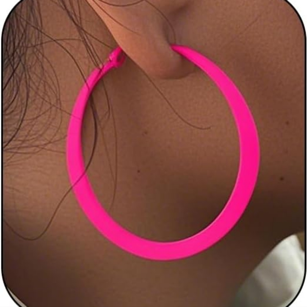 Neon Chunky Hoop Earrings | 80s 90s Y2K Colorful Statement Lightweight Hoops